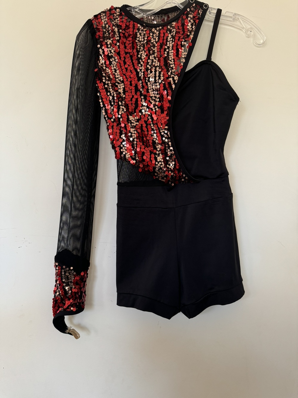 Dance Outfit Costume Romper Red and Black Small S